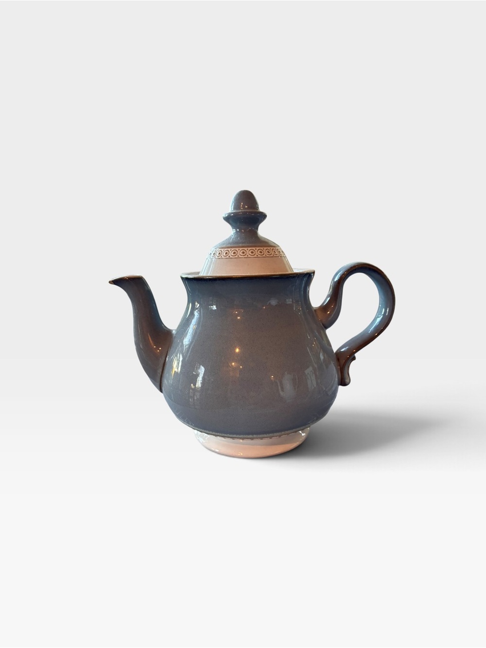 Denby Blue Castile Teapot in Blue with Offwhite Trim